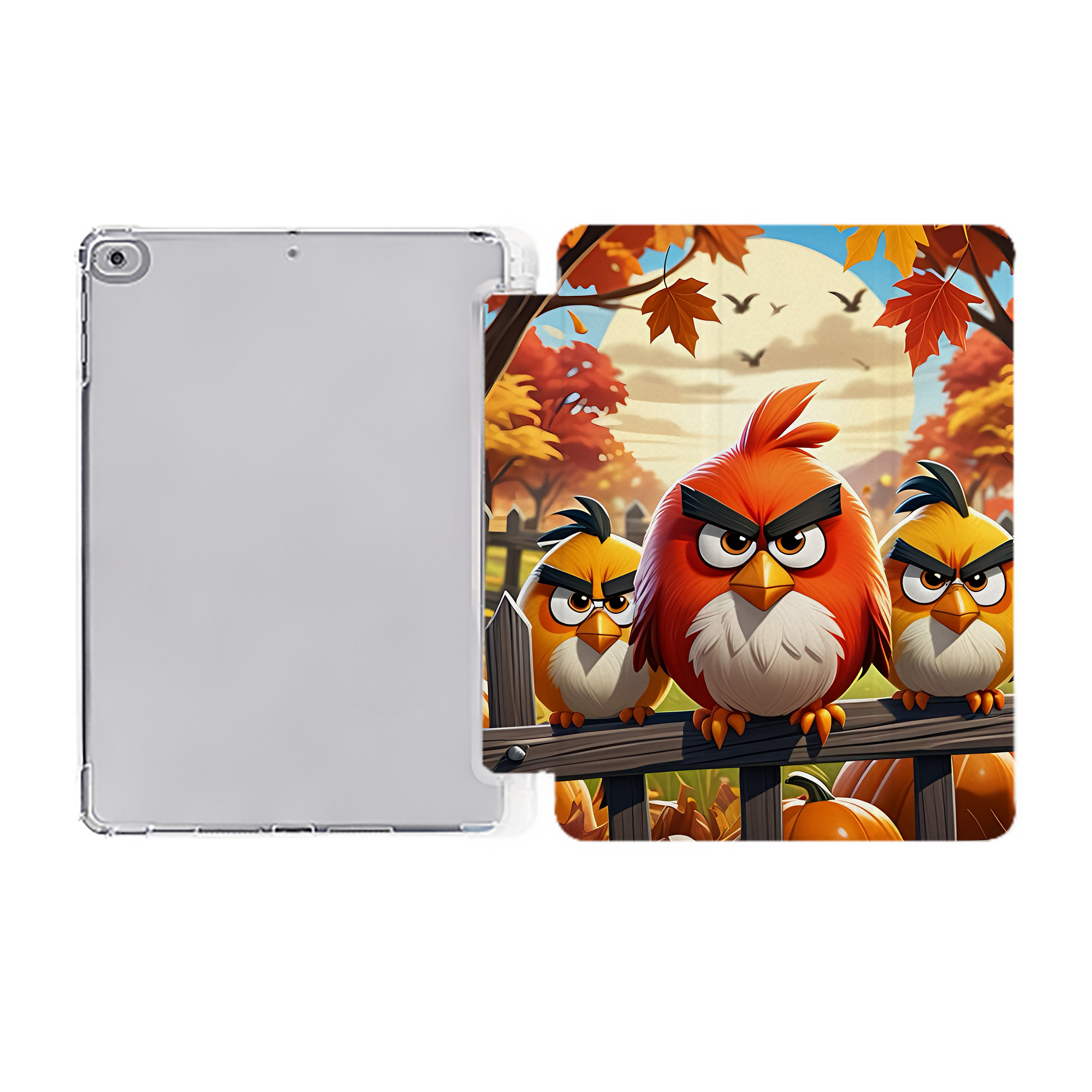（画像用） Angry Birds アングリーバード IPad ケース ペン収納付き 三つ折りスタンド PUレザー×シリコン 対応機種9.5/10.5/10.9インチ
